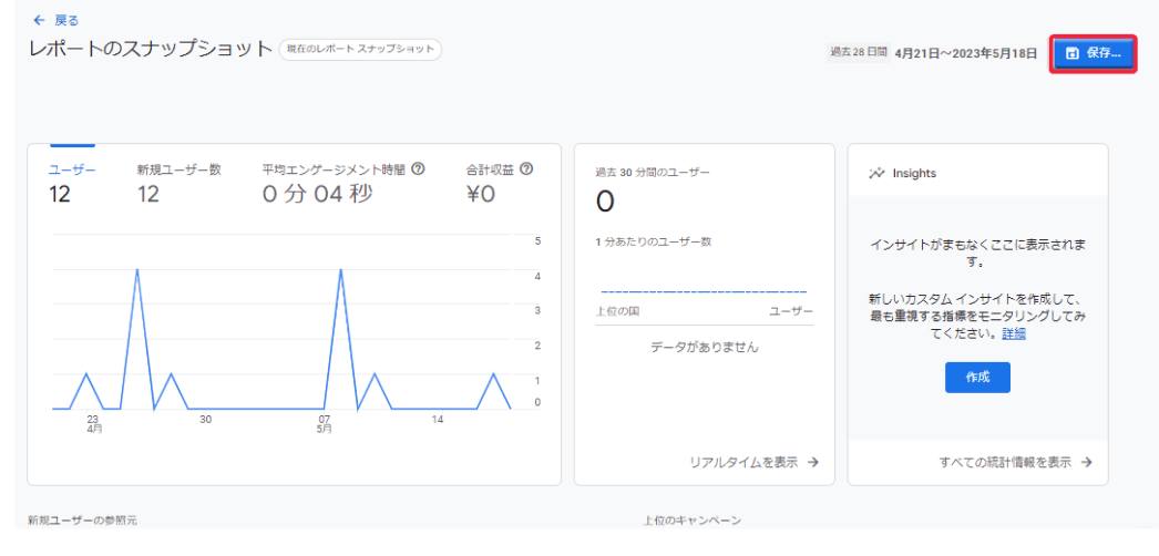 GA4：レポートのスナップショット