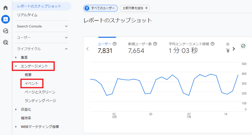 GA4での直帰率：標準レポートから確認する方法02