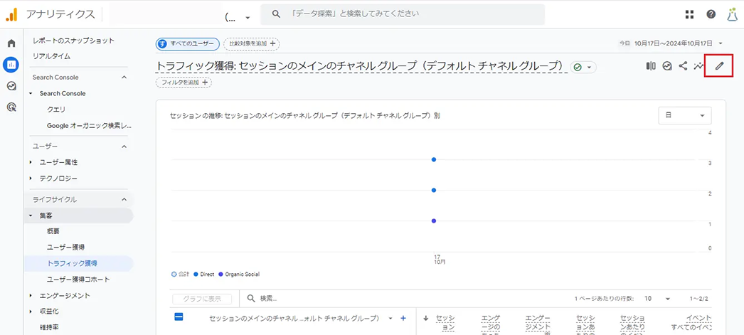 「レポートのカスタマイズ」を開く